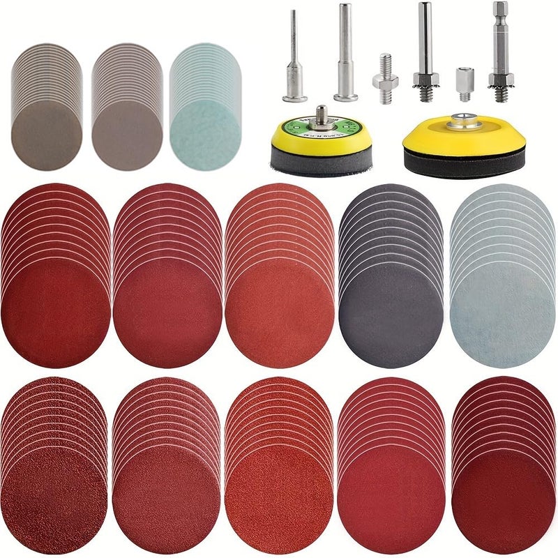 NYXCL 170Pack 3/2inch Sanding Discs Kit with 2 & 3" Backer Pads, Sanding Sponge for Drill Sanding Attachment Die Grinder Rotary Tools with 1/8" 1/4" Shanks Sanding Pads P80-3000 - Image 1